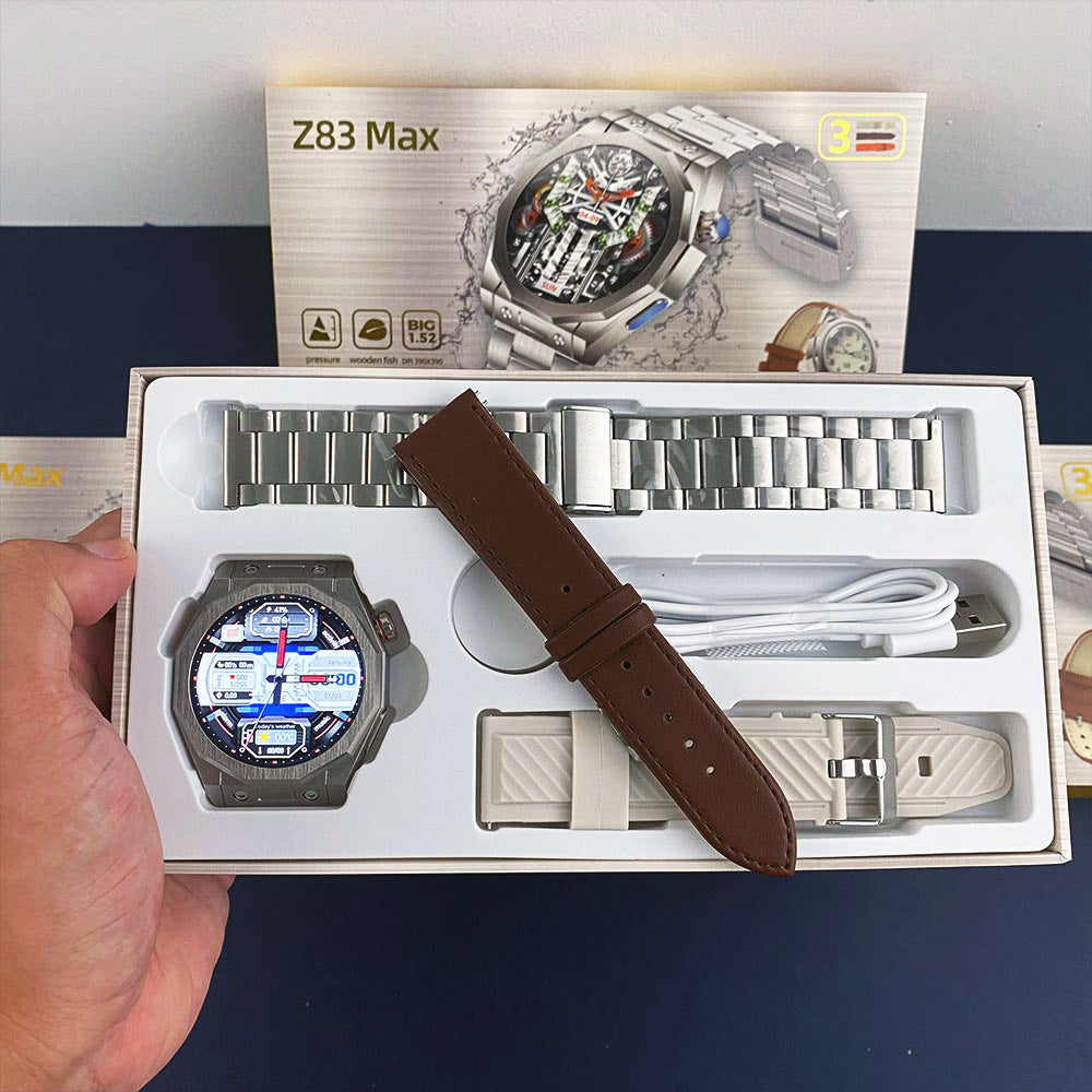 Smart Watch Waterproof GPS Track Outdoor Sports Three Strap Stainless Steel